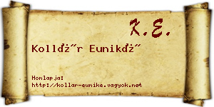 Kollár Euniké névjegykártya